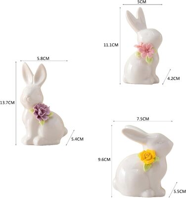 Набір керамічних фігурок пасхального зайчика 3 шт WWT