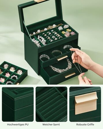 Органайзер для ювелірних виробів 4-рівневий темно-зелений SONGMICS