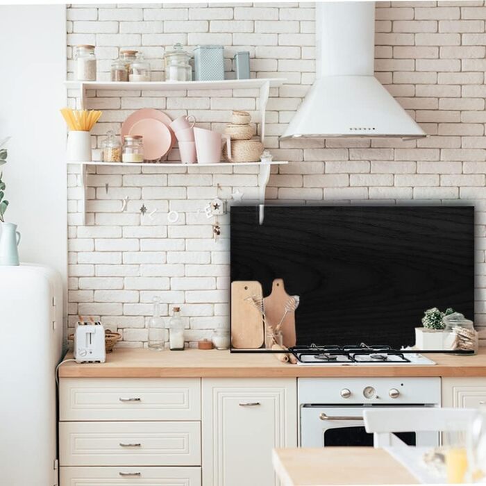 Дизайнерський кухонний бризкозахисний екран з алюмінієвого композиту, кухонний фартух, товщина 3 мм, 60x100 см, (під дерево чорного кольору)