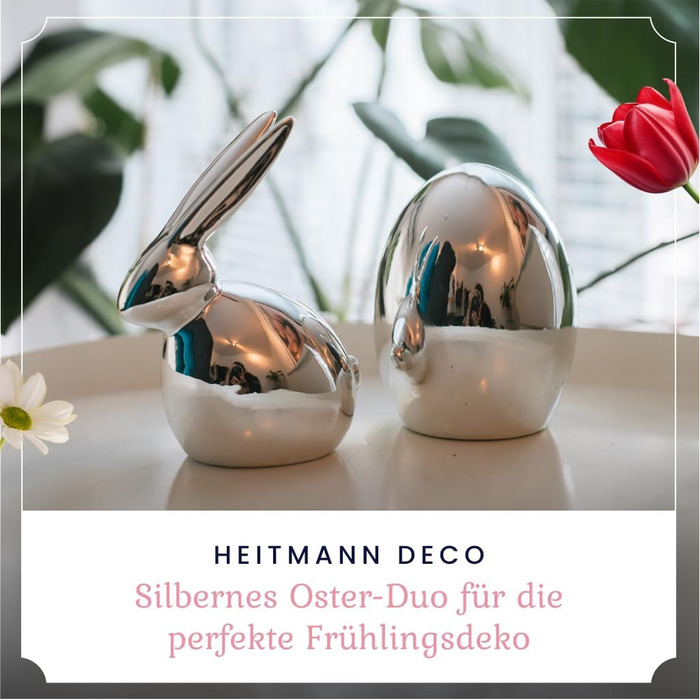 Набір декоративних елементів Heitmann керамічна пасхальна прикраса під порцеляну, для встановлення, біла, приблизно 12,5 x 10,5 x 8 см (яйце та кролик)