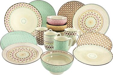 Набір посуду на 4 персони, 16 предметів, різнокольоровий Mandala Creatable