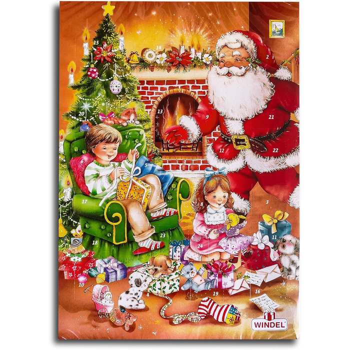 Адвент-календарь, 24 фигурки из молочного шоколада, мотив рождественских подарков Windel