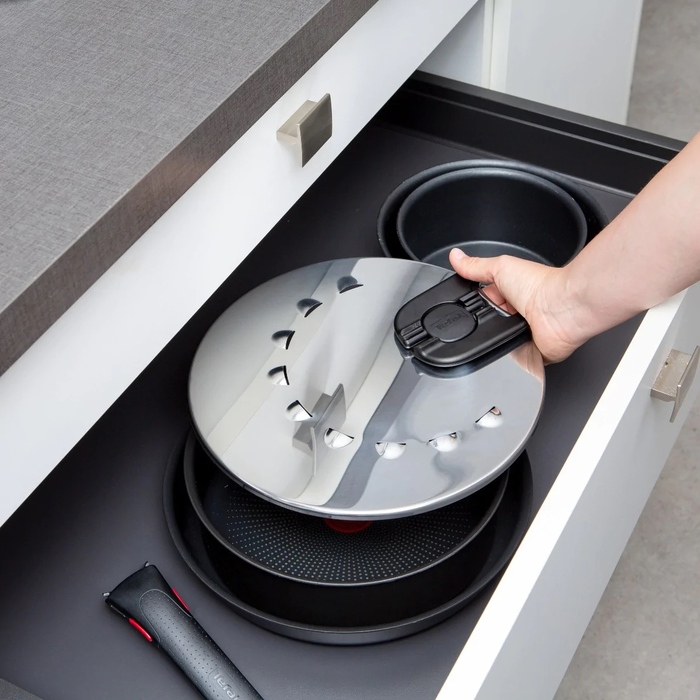 Tefal Кришка із захистом від розбризкування Ingenio, 20-28см, нержавіюча сталь, пластик