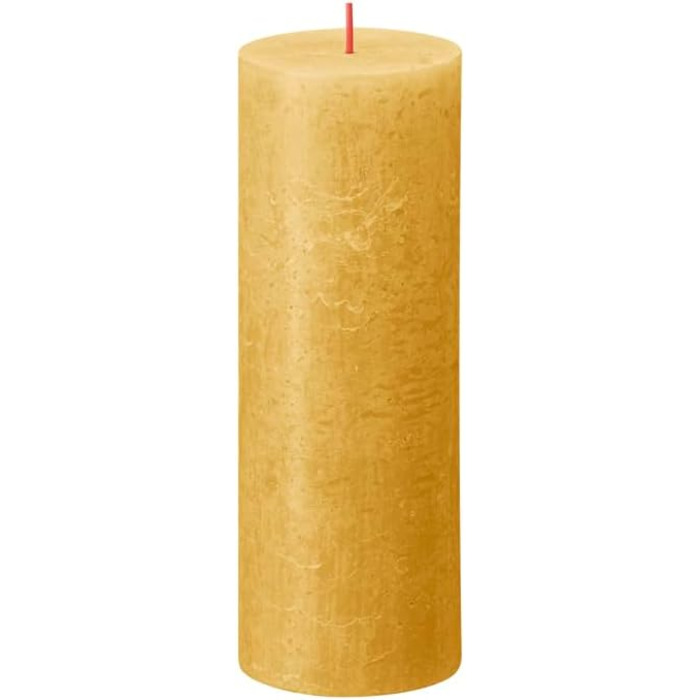 Свічки Bolsius Rustic Pillar - Оливково-зелені - Набір з 4 шт. - Декоративні побутові свічки - Час горіння 60 годин - Без запаху - Натуральний рослинний віск - Без пальмової олії - Оливково-зелені (19 x 7 см, охра-жовті)