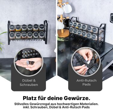 Підставка для спецій дворівнева з 12 баночками, чорна Deco haus