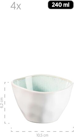 Набір мисок MSER Frozen з 9 предметів з красивої кераміки, 1 салатниця, 4 рамен і 4 миски для занурення, органічні форми у вінтажному вигляді, ручна глазур, керамограніт, 26 (зелений)