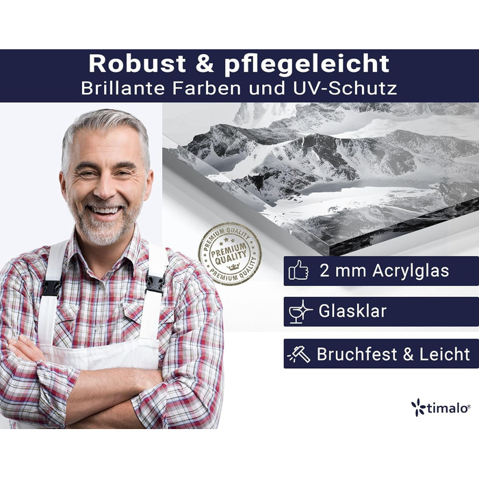Кухонний фартух timalo зі скляним виглядом Акрилове скло 2 мм Бризкозахисна стіна для плити, скляний фартух, акрилові скляні стінові панелі, захисна панель для фартуха Бетонно-блакитно-сірий (60x52 см, 236- Гори Чорно-білий)