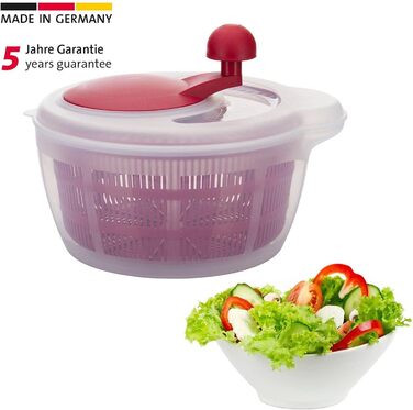 Спінер для салату Westmark, об'єм 5 л, ø 26 см, пластик, без бісфенолу А, Fortuna, колір прозорий/червоний, 243222E2 червоний, стандартний
