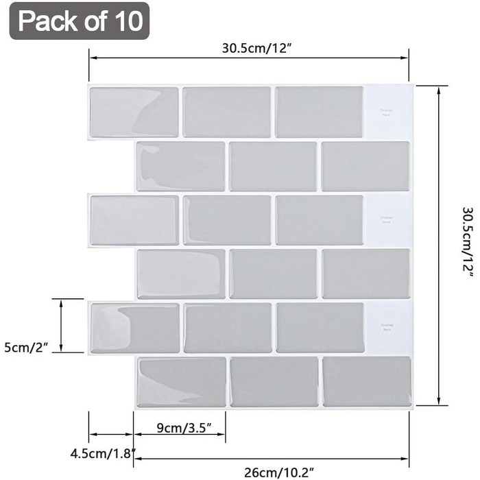 Штук 3D наклейки на плитку для ванної кімнати кухні, клейка вінілова плитка, самоклеюча плівка для плитки, стінові панелі, ПВХ, плитка Metro, самоклеючий декор плитки 30x30, декор настінної плитки (1, світло-зелений)
