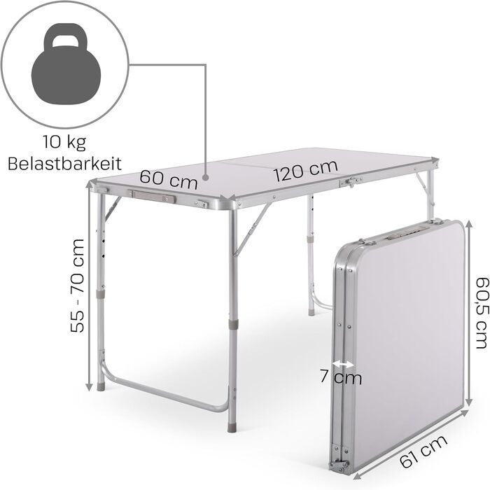 Складной кемпинговый стол белый Raburg