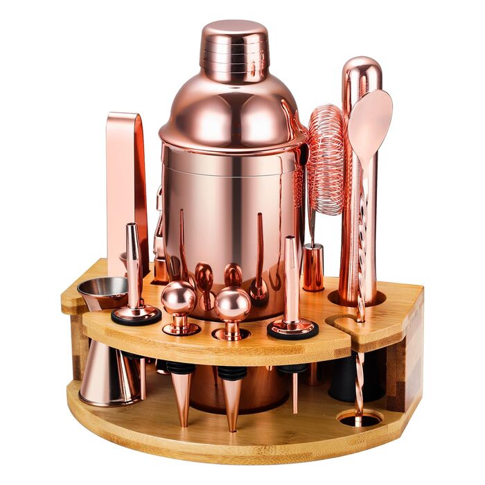 Набір для коктейлів 12 предметів рожеве золото Lebarstor