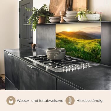 Кухонний фартух 60x80 см Самоклеючий захисний щиток для кухонної стіни Кухонний фартух Кухонні фасади Кухонні фартухи Кухонна стіна Вода - Пейзаж - (Трава - Пагорби, 60 x 80 см)