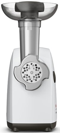 Tefal М'ясорубка HV4, 2000Вт, 2.3кг/хв, 3 решітки, насадка для ковбас, кеббе, томатів, пластик, біло-чорний NE463138