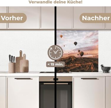 Кухонний фартух 60x80 см Самоклеючий захисний екран для кухні Кухонний фартух Кухонні фасади Кухонні фартухи Кухонна стіна Вода - Пейзаж - (Пейзаж - Повітряна куля, 80 x 80 см)