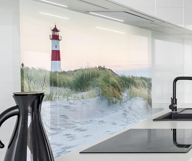 Кухонний фартух timalo зі скляним виглядом Північне море, очерет, захід сонця, океан, солома 2 мм акрилове скло Бризокості для плити, кухонний скляний фартух, акрилові скляні стінові панелі, захисна панель для фартуха (60 x 40 см, 300- Маяк)