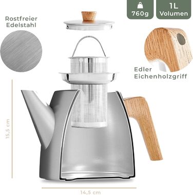 Чайник 1 л із ситечком-вставкою WALDWERK