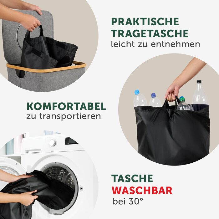 Контейнер для збору пляшок Blumtal Deposit 150 л з 2 відділеннями - Бамбуковий органайзер для пляшок - Збірник порожніх пляшок - Збірник пляшок - Контейнер для збору порожніх пляшок з отвором - Збірник пляшок (сірий, Збірник пляшок - 100 л)