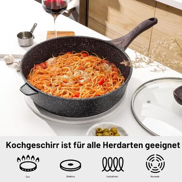 Сковорода с антипригарным покрытием и крышкой 30 см Kordisen