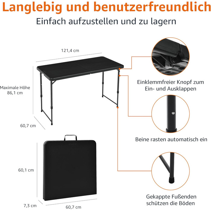 Складной стол 121,4 x 60,7 x 86,1 см Amazon Basics
