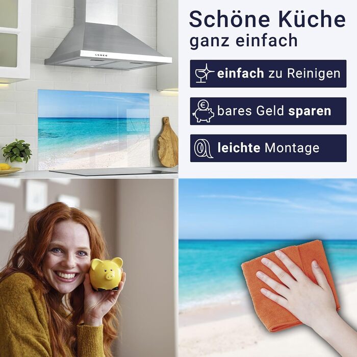 Кухонний фартух Timalo зі скляним виглядом Північне море, очерет, захід сонця, океан, солома 2-мм акрилове скло Бризкозахисна стінка для плити, скляний кухонний фартух, акрилові скляні стінові панелі, захисна панель для фартуха (200 x 58 см, 304- Beach)