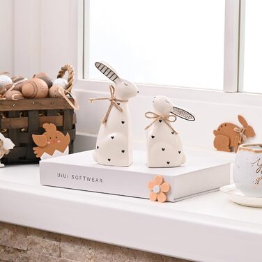 Набір із 2 керамічних пасхальних зайчиків прикраси столу Valery Madelyn