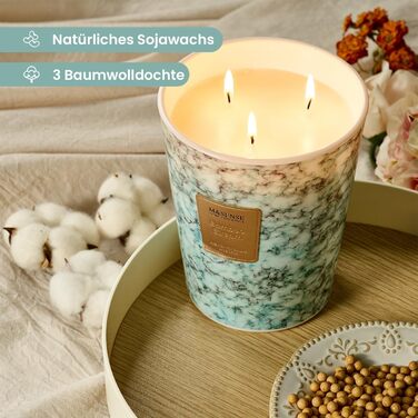 Велика ароматична свічка M&SENSE Чорні ароматичні свічки у склянці Ароматизована свічка з натурального соєвого воску Розслаблююча ароматерапія Подарунок для жінок та чоловіків, Різдво Час горіння 75 годин та 2 ґноти (бамбуковий гніт, 990 г)