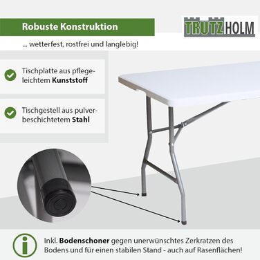 Складной фуршетный стол 180x75 см белый TRUTZHOLM