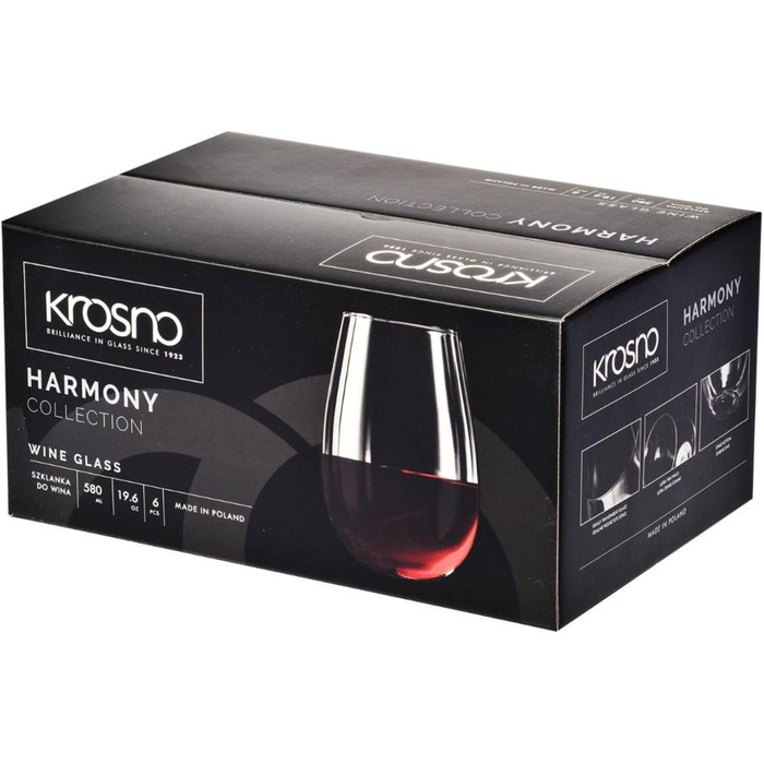 Набір безніжкових келихів для вина 6 шт 580 мл Krosno