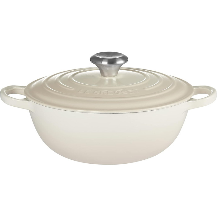 Чавунна каструля Le Creuset Signature La Marmite, 24 см, 4,1 л, колір Meringue (підходить для всіх типів плит, включаючи індукційні)
