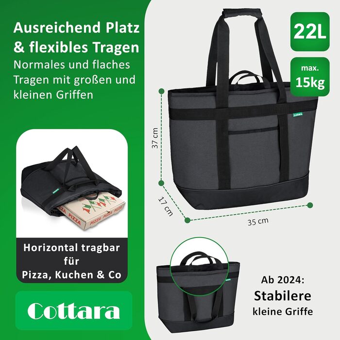 Складана термосумка 22 л темно-сіра COTTARA