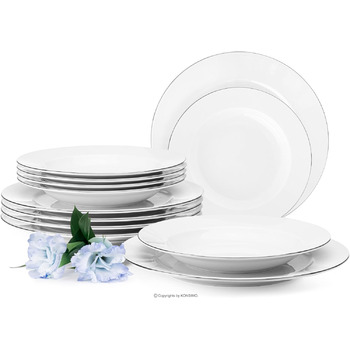 Набор посуды konsimo на 12 персон - Набор MUSCARI - Сервиз - Сервиз и наборы посуды - Сервиз Family - Обеденные тарелки, десертные тарелки и суповые тарелки - (Platinum Line, 12 шт.)