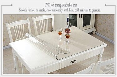 Прозорий захисний чохол для скатертини Ever Fairy, 2,0 мм, ПВХ-килимок для кухні, їдальні, дерев&39яних меблів, захисний чохол (60 x 110 см) (прозорий прямокутний 2 мм, 160 x 80 см (прямокутний))