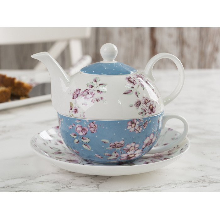 Набор для чая CreativeTops Ditsy Floral: чашка с блюдцем, чайник заварочный, фарфор, 280 мл