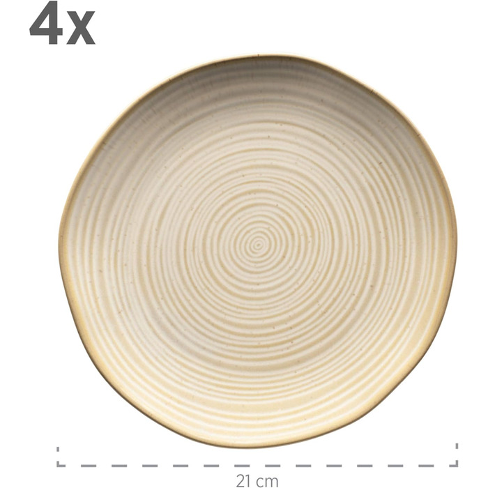 Набор винтажной посуды MSER серии 931818 Nottingham на 4 персоны, сервиз для завтрака из 12 предметов с неправильными круглыми формами в стиле ретро, керамогранит