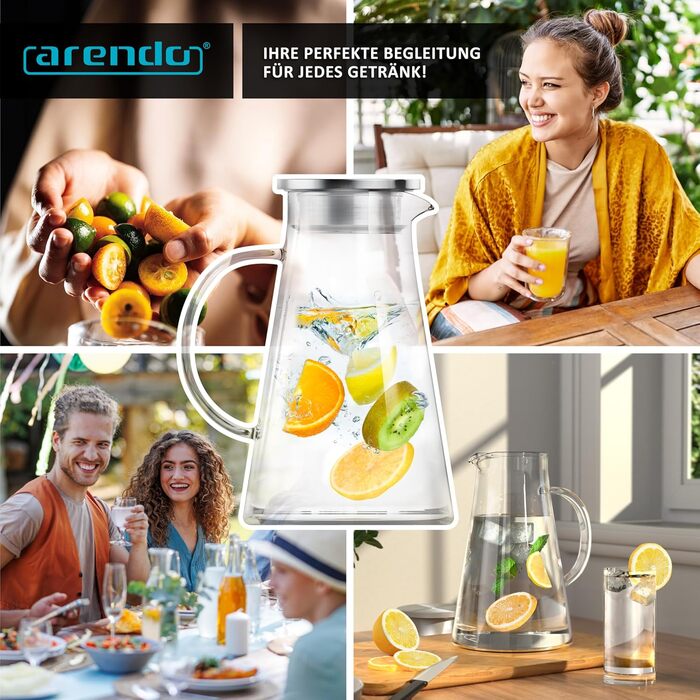 Скляний глечик з боросилікатного скла 1,9 л Arendo