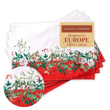 Бавовняні килимки для серветок, набір з 4 шт. , декоративні килимки для серветок, пасхальні килимки, що миються, для свят, вечерь, весни, літа (33 см x 48 см) (076 - Noel), 39Hermine 100