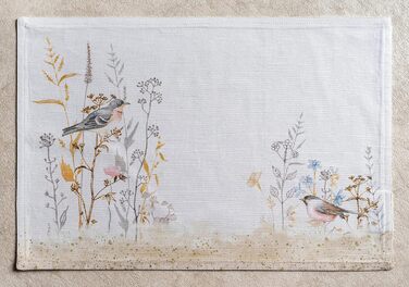 Бавовняні килимки, набір з 4 шт. , декоративні килимки, пасхальні килимки, що праються, для свят, вечерь, весни, літа (33 см x 48 см) (037 - Лугові квіти - Бежевий), 39Hermine, 100