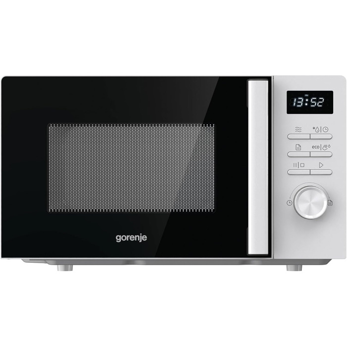Мікрохвильова піч Gorenje MO20A3WH / 20 л / 800 Вт / AquaClean / AutoMenu / Сенсорне керування / LED дисплей / Функція розморожування / 5 рівнів потужності / Блокування від дітей / Електронна / Біла