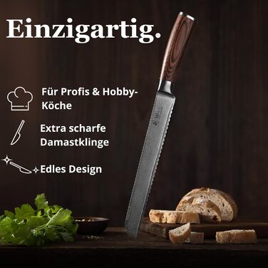 Хлебный нож из дамасской стали Wakoli