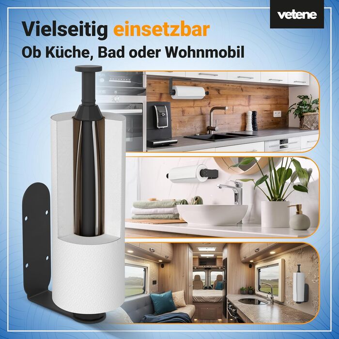 Держатель для кухонных рулонов, чорний Zewa Vetene