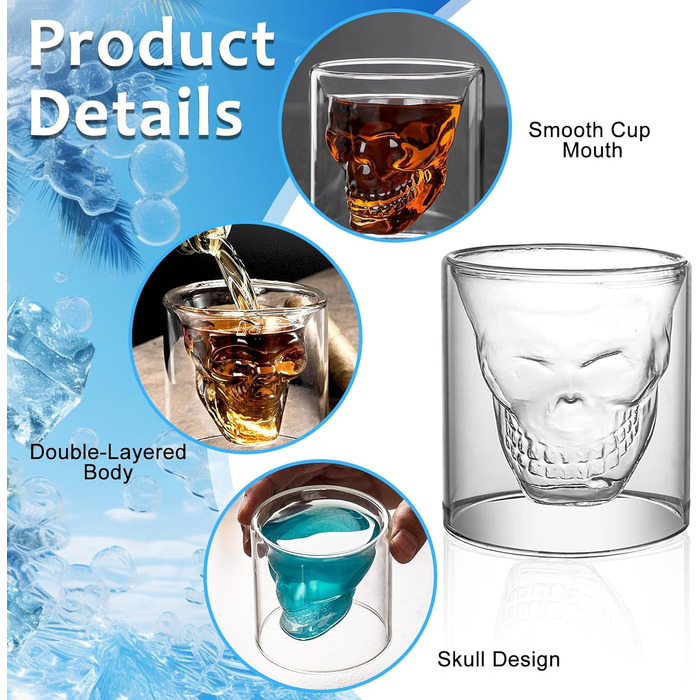 Набор из 10 предметов включает в себя 3 стакана с изображением черепа BITEFU