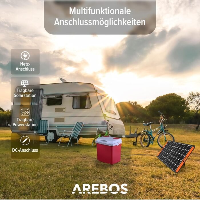 Холодильник Arebos 25 літрів для охолодження та підтримки тепла Міні-холодильник Термоелектричний холодильник з режимом ECO 12/230 В для автомобіля та розетки Електричний холодильник (Червоний)