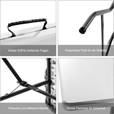 Складаний стіл для кемпынгу 153 х 74 х 74 см білий COSTWAY