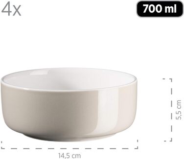 Серія Finaro, набір посуду для 4 осіб гастрономічної якості, скандинавський дизайн, комбінований сервіз із 16 предметів, міцна порцеляна, бежевий, 931618
