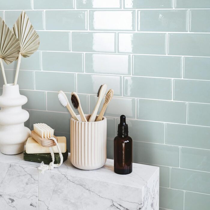 Наклейки для плитки, що самоклеяться - упаковка з 5 аркушів 29,36 см x 21,29 см - 3D самоклеючі ПВХ наклейки для плитки та фартуха для кухні, ванної кімнати та стін, кольорова та водонепроникна плитка (сіро-зелений колір)