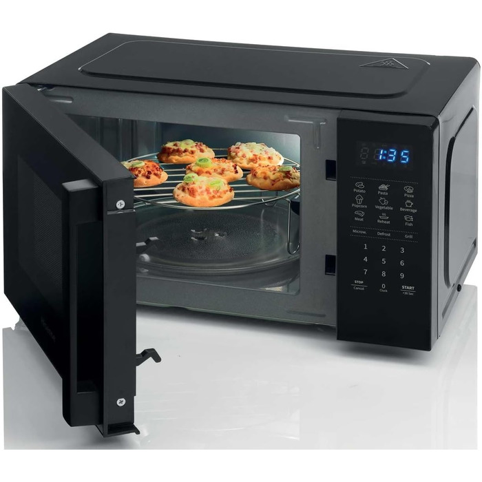 Мікрохвильова піч Hisense H20MOBP1HI / 700 Вт / InverterTech / Керамічне покриття / Преміальне скло / Виготовлена на замовлення, багатофазне приготування / Функція розморожування / 5 рівнів потужності / Блокування від дітей / Чорна (20 л, цифрове керуванн