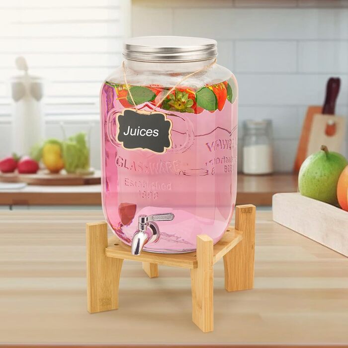 Скляний диспенсер для напоїв з краном 8 л Hisredsun