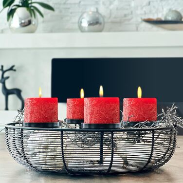 Набір із 4 свічок-стійок Brandsseller 7 x 10 см Однотонні та виготовлені з парафіну Сільські свічки з тривалим часом горіння Декоративні свічки для прикраси столу, Різдва та вечірок (7 x 7,5 см Набір із 4 шт. , червоні)
