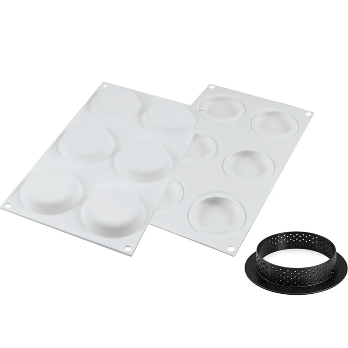 KIT TARTE RING ROUND D80 MM Форма силіконова d 67 h 15 mm + 6 кілець (d 80 mm, h 20 mm) - 1*6 фор