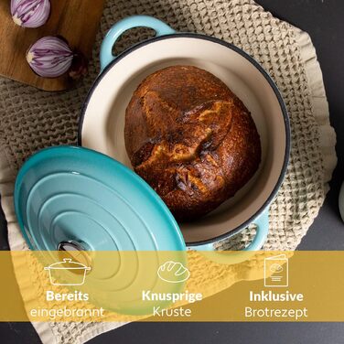 Чавунна жаровня 3,5 л з кришкою 24 см, синя Chefarone